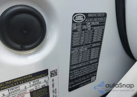 2020 Land Rover Range Rover Velar P250 R-Dynamic S из США, поврежденный, VIN SALYK2EX8LA272740